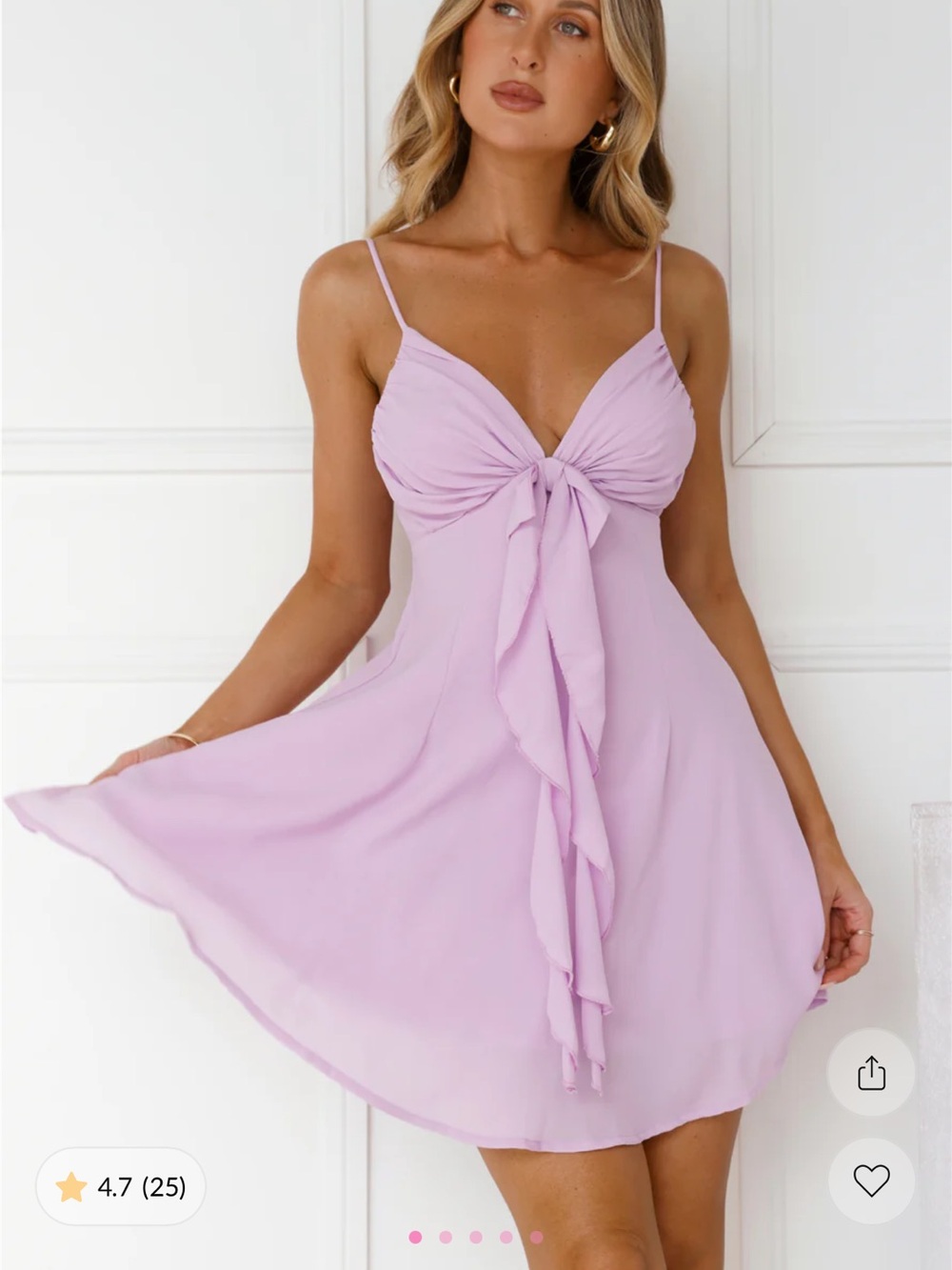 Hello Molly Lilac Knot-Front Spaghetti Strap Mini Dress